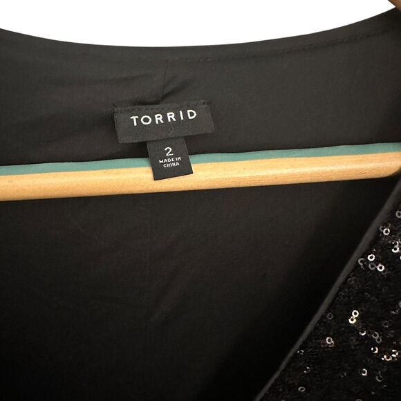 Torrid Black Sequin V-Neck 3/4 Sleeve Midi Shift Dress Fancy Party 2 (18/20) - Picture 6 of 6